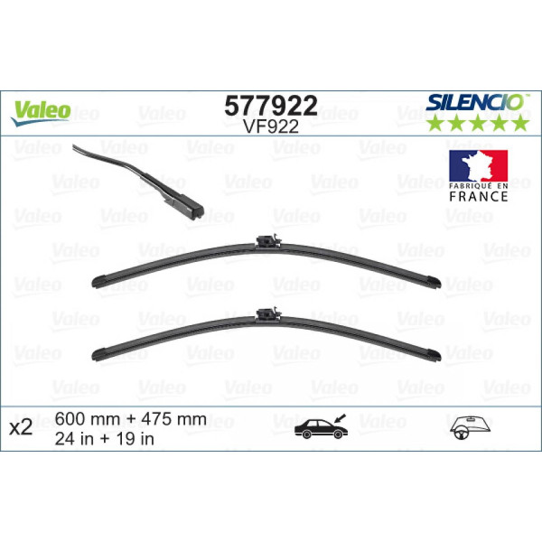 Torkarsats Valeo Silencio VF922, 600/475 mm