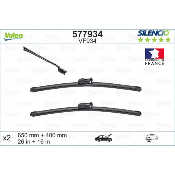 Torkarsats Valeo Silencio VF934, 650/400 mm