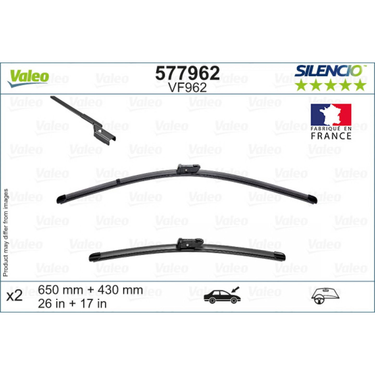 Torkarsats Valeo Silencio VF962, 650/430 mm Torkarsats Valeo Silencio VF962, 650/430 mm