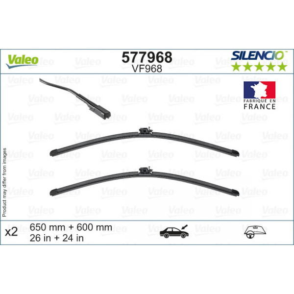 Torkarsats Valeo Silencio VF968, 650/600 mm