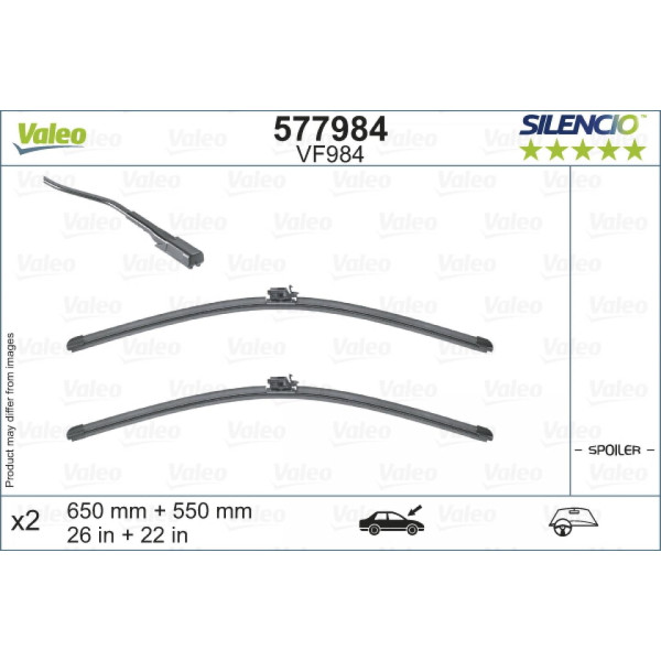 Torkarsats Valeo Silencio VF984, 650/550 mm