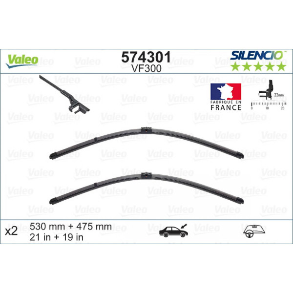 Torkarsats Valeo Silencio X.TRM OE VF300, 530/475 mm