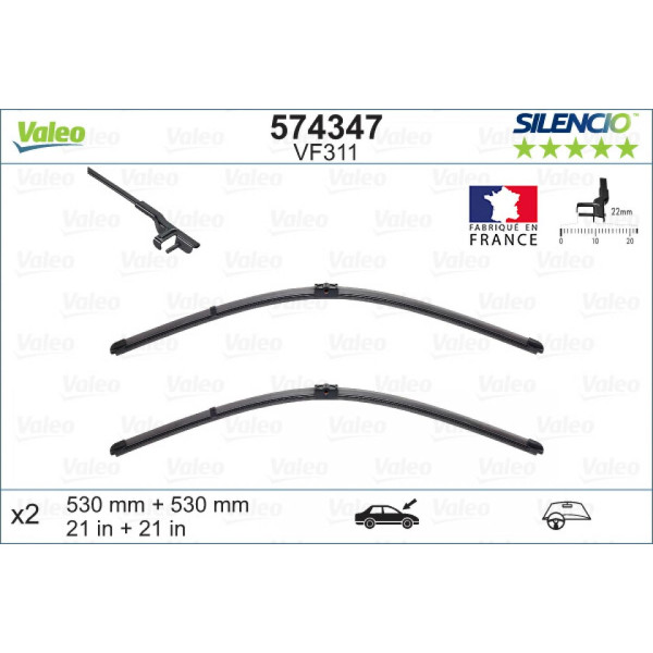 Torkarsats Valeo Silencio X.TRM OE VF311, 530/530 mm