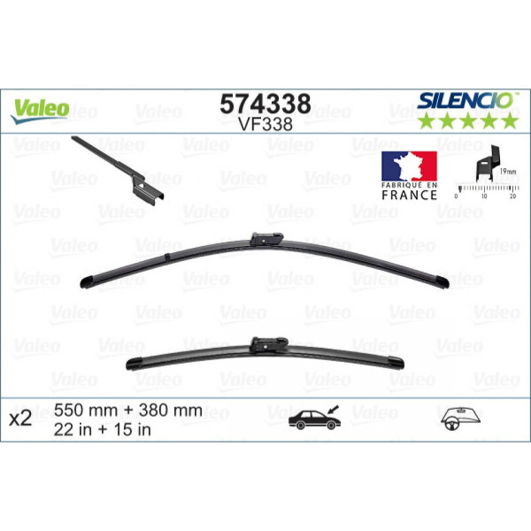Torkarsats Valeo Silencio X.TRM OE VF338, 550/380 mm
