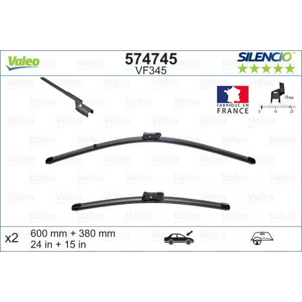 Torkarsats Valeo Silencio X.TRM OE VF345, 600/380 mm