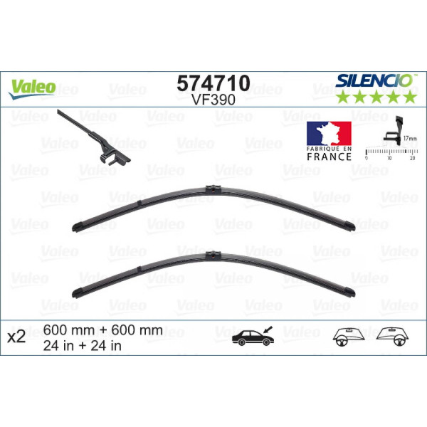 Torkarsats Valeo Silencio X.TRM OE VF390, 600/600 mm