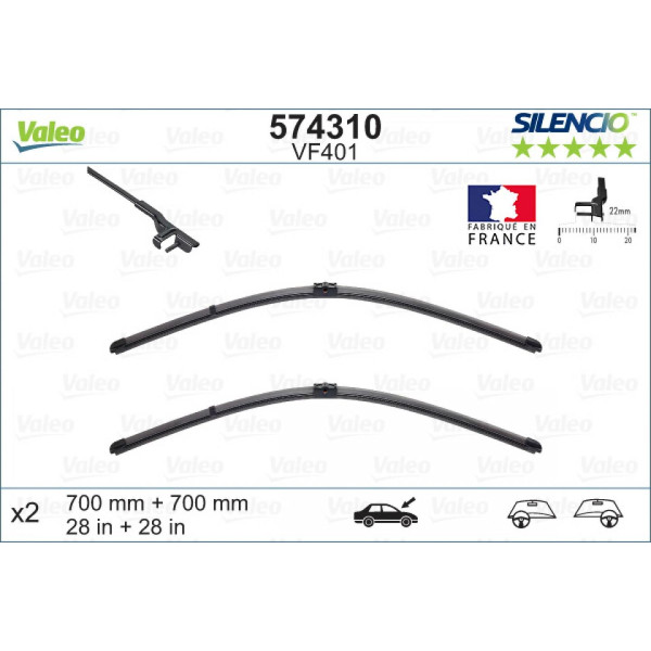 Torkarsats Valeo Silencio X.TRM OE VF401, 700/700 mm