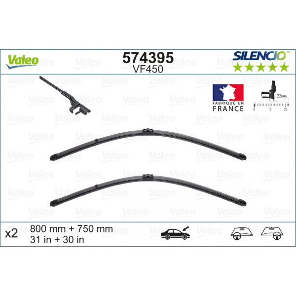 Torkarsats Valeo Silencio X.TRM OE VF450, 800/750 mm