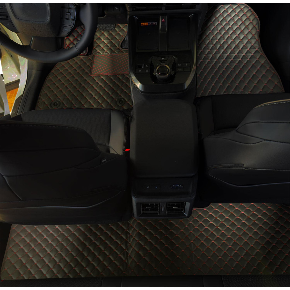 Bilmattor i konstläder QuiltyMats ACURA RSX 2001-2006 (Svart / röda sömmar)