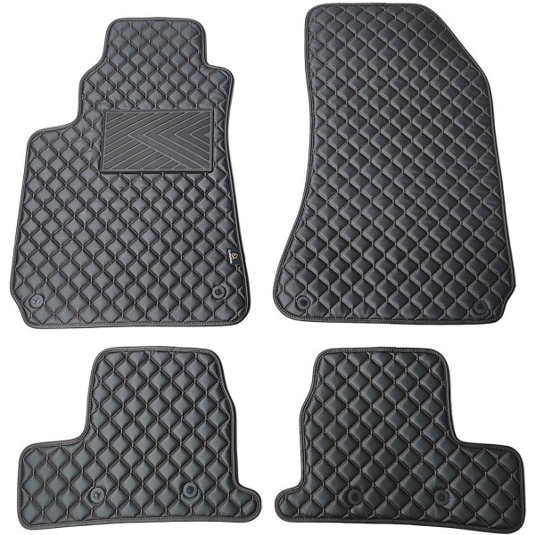 Bilmattor i konstläder QuiltyMats ALFA Romeo BRERA 2005-2010 (Svart / svarta sömmar)