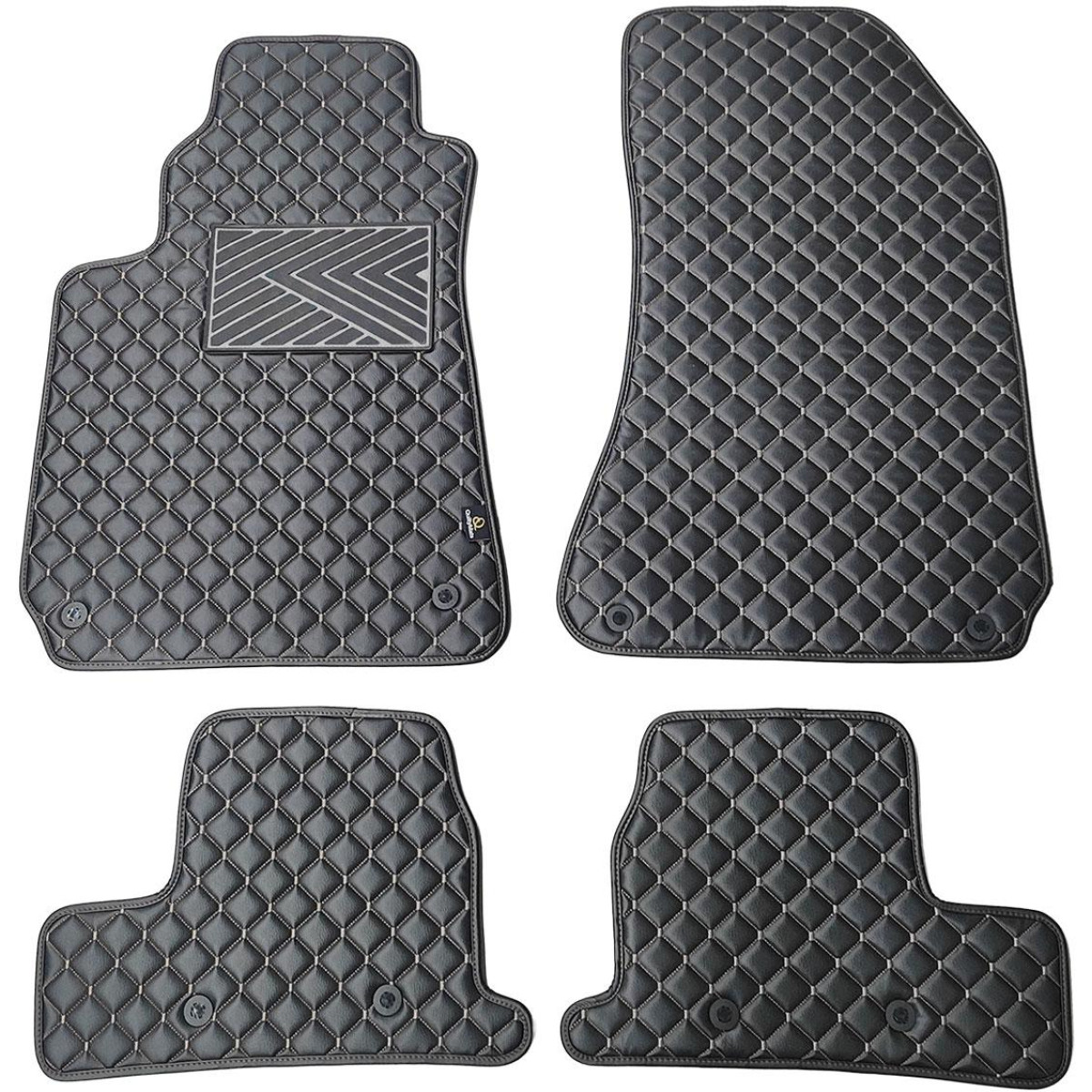 Bilmattor i konstläder QuiltyMats ALFA Romeo BRERA 2005-2010 (Svart / grå sömmar)