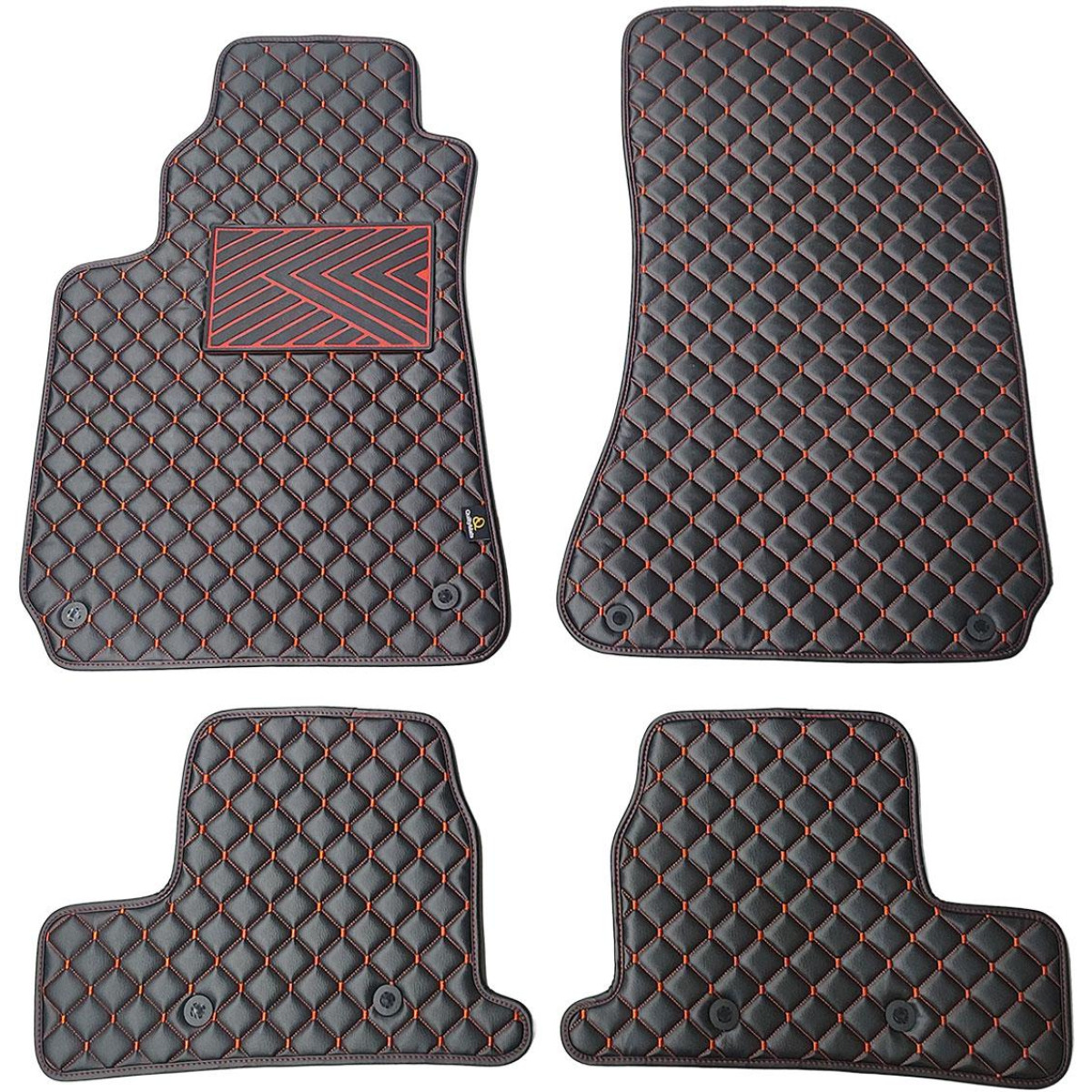 Bilmattor i konstläder QuiltyMats ALFA Romeo BRERA 2005-2010 (Svart / röda sömmar)