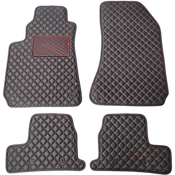 Bilmattor i konstläder QuiltyMats ALFA Romeo BRERA 2005-2010 (Svart / röda sömmar)