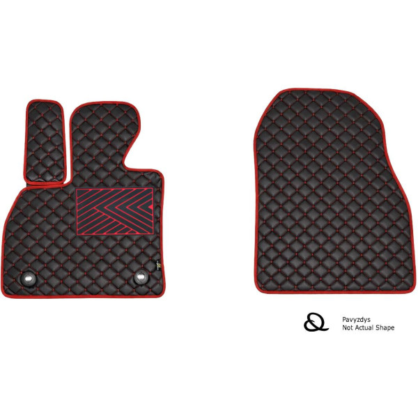 Bilmattor i konstläder QuiltyMats LIGIER JS50 från 2012 (Svart / röda sömmar)