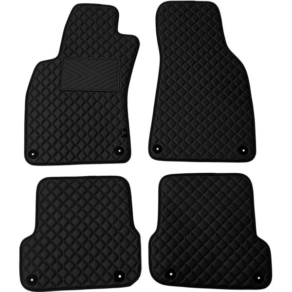 Bilmattor i konstläder QuiltyMats AUDI A6 2006-2011 (C6) (Svart / svarta sömmar)