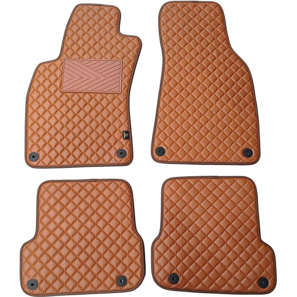 Bilmattor i konstläder QuiltyMats AUDI A6 2006-2011 (C6) (Brun / bruna sömmar)