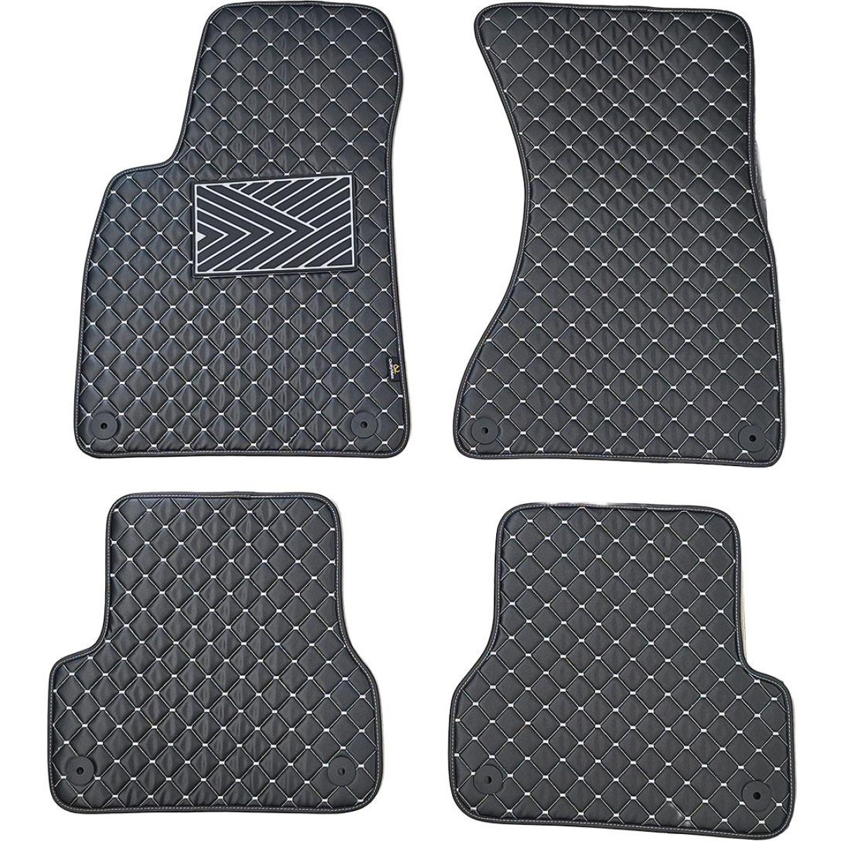 Bilmattor i konstläder QuiltyMats AUDI A6 2011-2018 (C7) (Svart / grå sömmar)