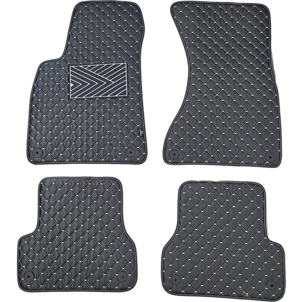 Bilmattor i konstläder QuiltyMats AUDI A6 2011-2018 (C7) (Svart / grå sömmar)