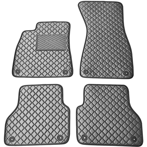 Bilmattor i konstläder QuiltyMats AUDI A6 2018-2025 (C8) (Grå / grå sömmar)
