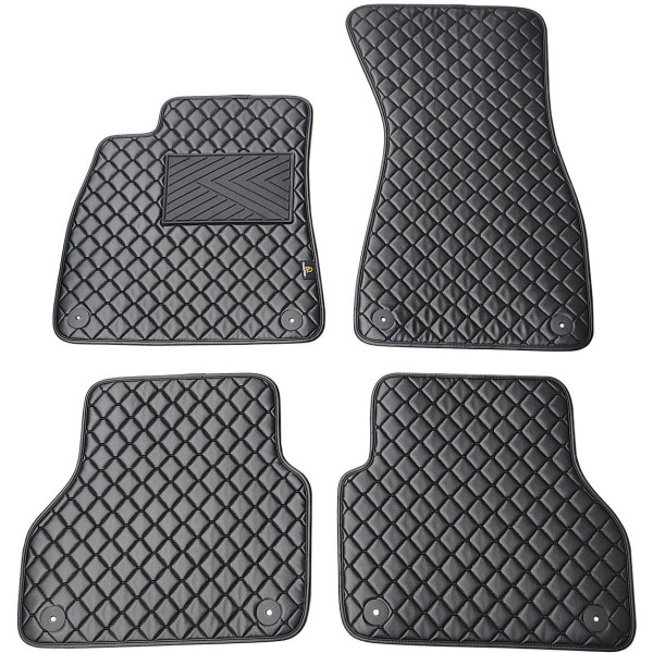 Bilmattor i konstläder QuiltyMats AUDI A6 från 2018 (C8) (Svart / svarta sömmar)