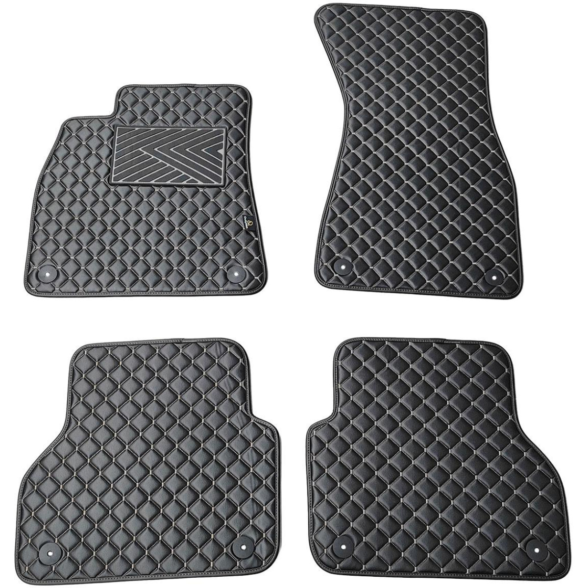 Bilmattor i konstläder QuiltyMats AUDI A7 2018-2025 (Svart / grå sömmar)