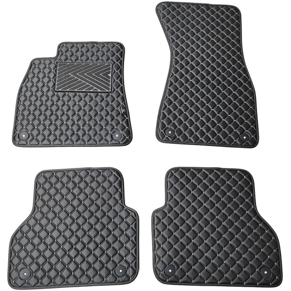 Bilmattor i konstläder QuiltyMats AUDI A7 2018-2025 (Svart / grå sömmar)
