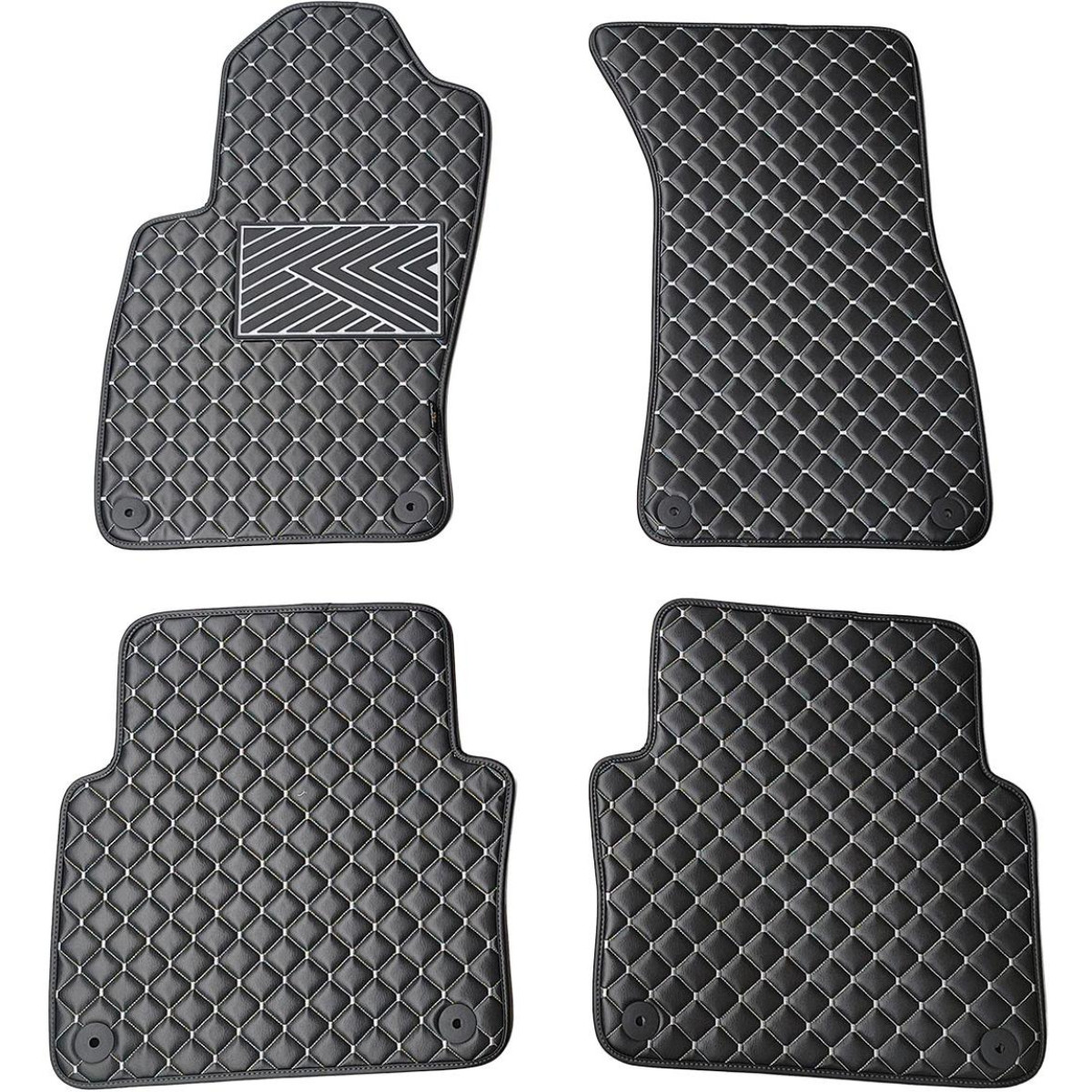 Bilmattor i konstläder QuiltyMats AUDI A8 2002-2009 (D3) (Svart / grå sömmar)