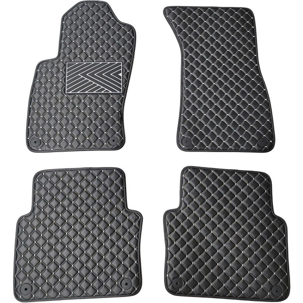 Bilmattor i konstläder QuiltyMats AUDI A8 2002-2009 (D3) (Svart / grå sömmar)