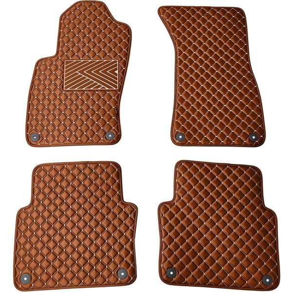 Bilmattor i konstläder QuiltyMats AUDI A8 2002-2009 (D3) (Brun / bruna sömmar)