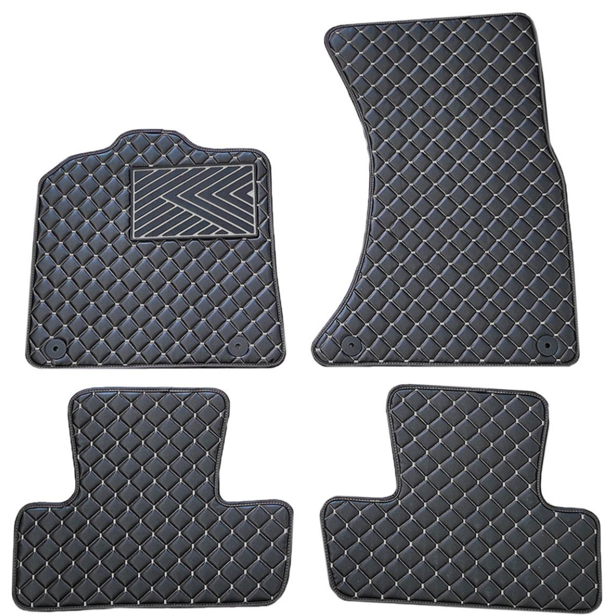 Bilmattor i konstläder QuiltyMats AUDI Q5 2008-2016 (Svart / grå sömmar)