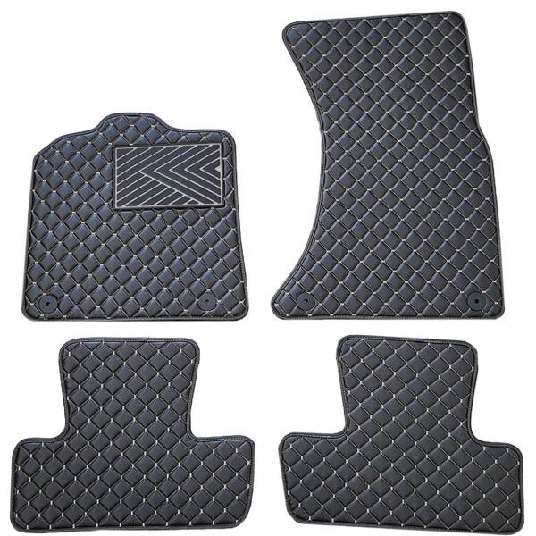 Bilmattor i konstläder QuiltyMats AUDI Q5 2008-2016 (Svart / grå sömmar)