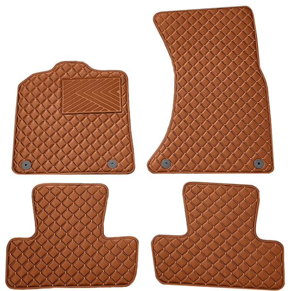 Bilmattor i konstläder QuiltyMats AUDI Q5 2008-2016 (Brun / bruna sömmar)