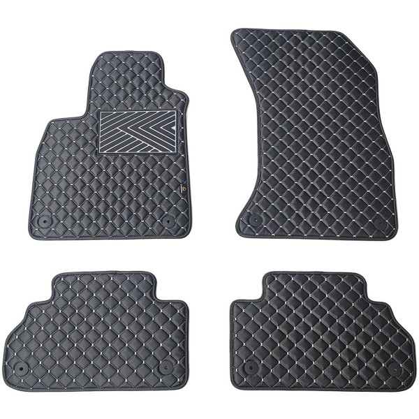Bilmattor i konstläder QuiltyMats AUDI Q5 2017-2025 (Svart / grå sömmar)