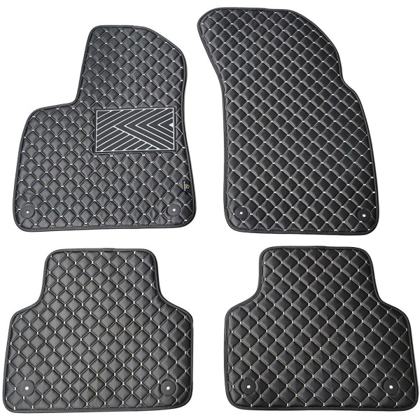 Bilmattor i konstläder QuiltyMats AUDI Q7 från 2015 (Svart / grå sömmar)