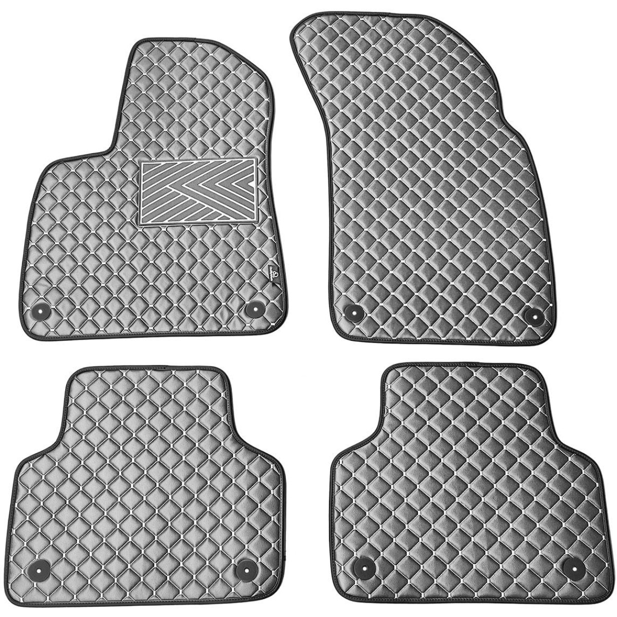 Bilmattor i konstläder QuiltyMats AUDI Q7 från 2015 (Grå / grå sömmar)