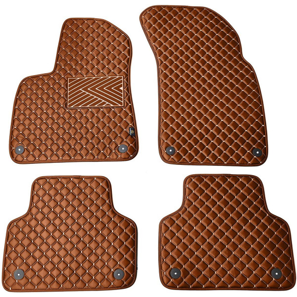 Bilmattor i konstläder QuiltyMats AUDI Q7 från 2015 (Brun / bruna sömmar)