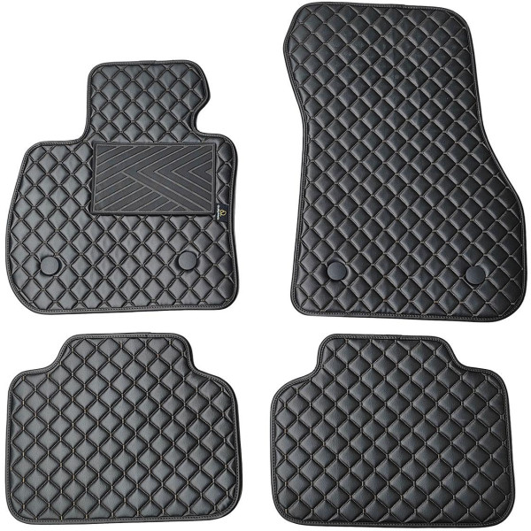 Bilmattor i konstläder QuiltyMats BMW 2 ser. 2014-2021 (F45) (Svart / svarta sömmar)