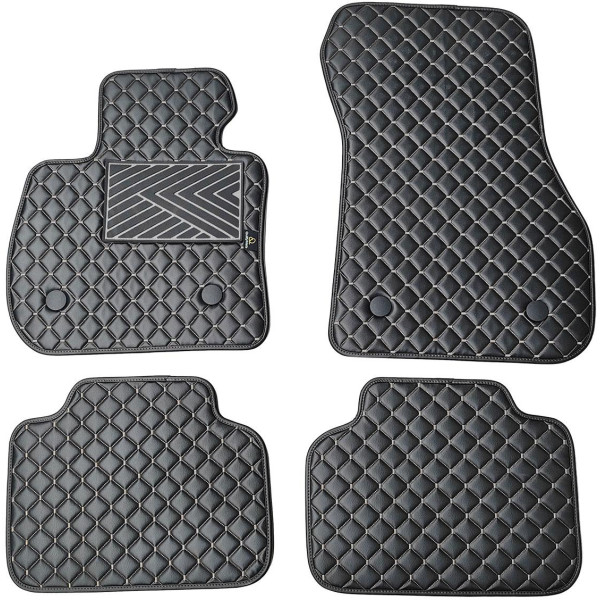 Bilmattor i konstläder QuiltyMats BMW 2 ser. 2014-2021 (F45) (Svart / grå sömmar)