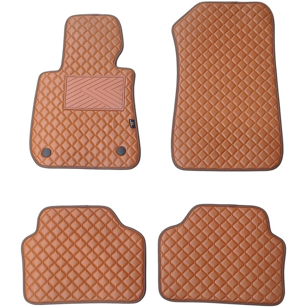 Bilmattor i konstläder QuiltyMats BMW 3 ser. 2005-2012 (E90/E91) (Brun / bruna sömmar)