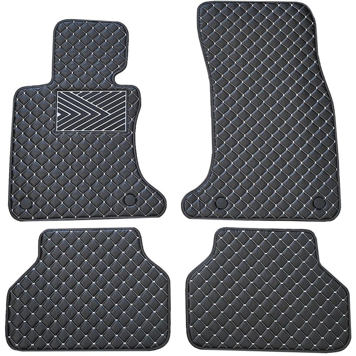 Bilmattor i konstläder QuiltyMats BMW 5 ser. 2004-2010 (E60/E61) (Svart / grå sömmar)