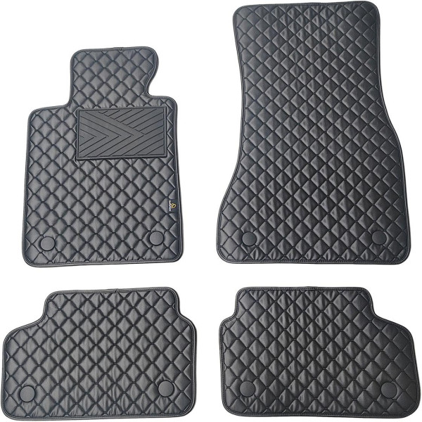 Bilmattor i konstläder QuiltyMats BMW 5 ser. 2016-2023 (G30/G31) (Svart / svarta sömmar)