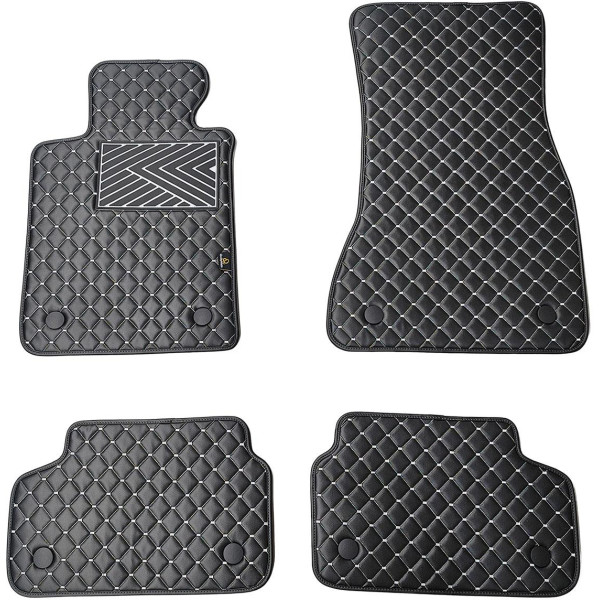 Bilmattor i konstläder QuiltyMats BMW 5 ser. 2016-2023 (G30/G31) (Svart / grå sömmar)