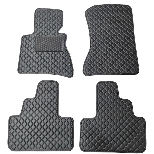 Bilmattor i konstläder QuiltyMats BMW X3 2003-2010 (E83) (Svart / svarta sömmar)