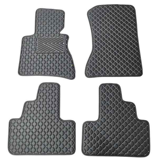 Bilmattor i konstläder QuiltyMats BMW X3 2003-2010 (E83) (Svart / grå sömmar)