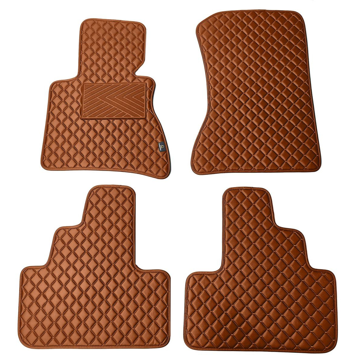 Bilmattor i konstläder QuiltyMats BMW X3 2003-2010 (E83) (Brun / bruna sömmar)