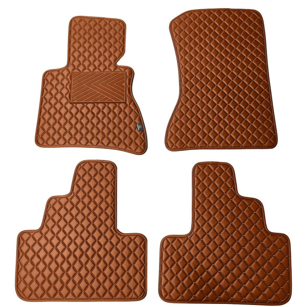 Bilmattor i konstläder QuiltyMats BMW X3 2003-2010 (E83) (Brun / bruna sömmar)