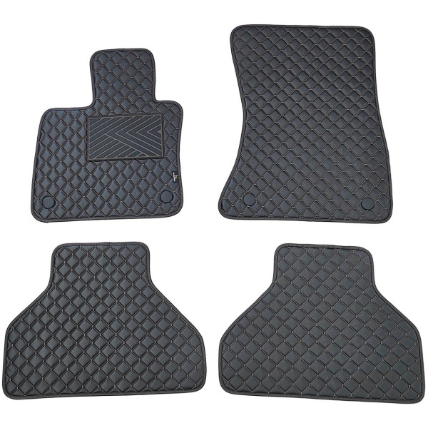 Bilmattor i konstläder QuiltyMats BMW X5 2007-2013 (E70) (Svart / svarta sömmar)