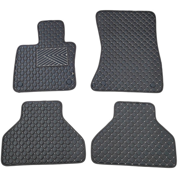 Bilmattor i konstläder QuiltyMats BMW X5 2007-2013 (E70) (Svart / grå sömmar)
