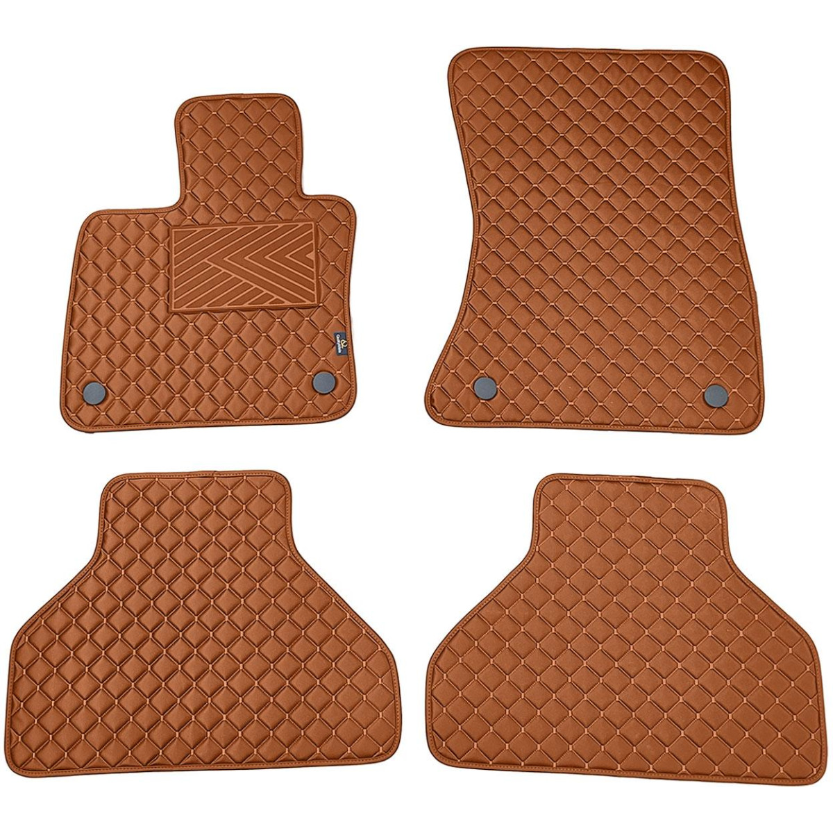 Bilmattor i konstläder QuiltyMats BMW X5 2007-2013 (E70) (Brun / bruna sömmar)
