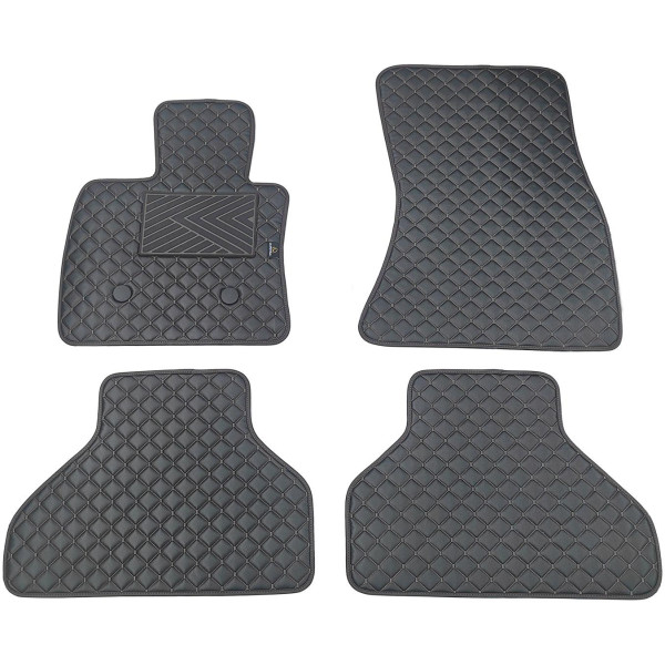 Bilmattor i konstläder QuiltyMats BMW X5 2013-2018 (F15) (Svart / svarta sömmar)